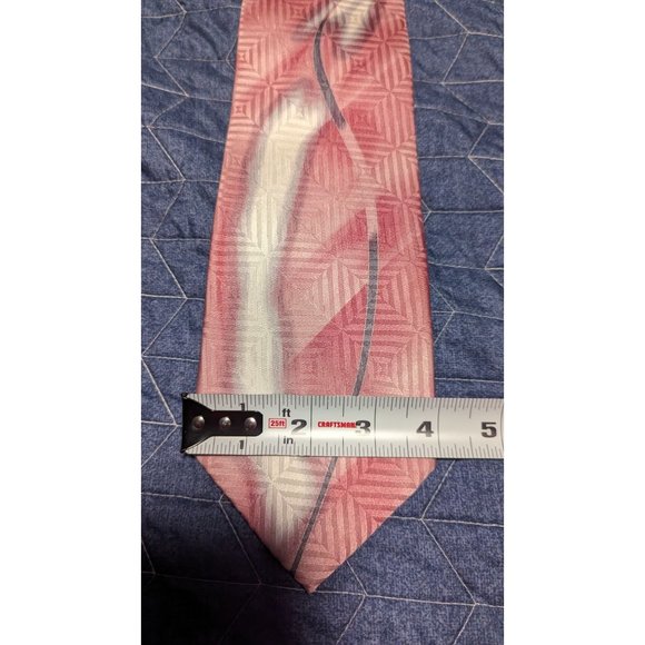 Alberto Zerra 100% Silk Handmade Tie Pink Gray White Abstract Print aprox 58"x4" - Picture 4 of 5